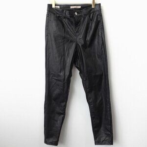 Levis Women Leather‎ Pants 26 Black High Rise Super Skinny Ankle Punk FAUX